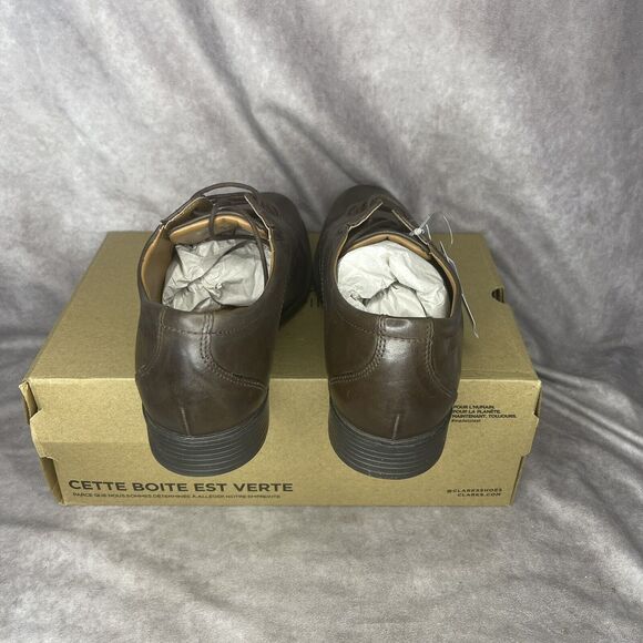 New In Box Men\'s Clarks, Cap Toe Oxford 26156672 Dark Brown Leather 11.5 M